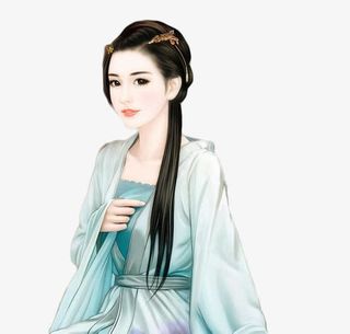 出水芙蓉女子手绘古风免抠