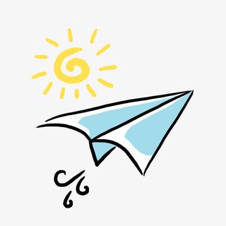 简约，纸飞机，太阳，卡通，PNG免抠手绘/卡通卡通元素