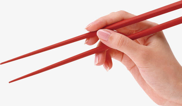 拿筷子的手韩式美食主题海报装饰免抠
