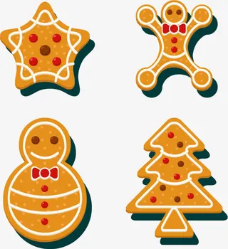 四块圣诞节饼干免抠