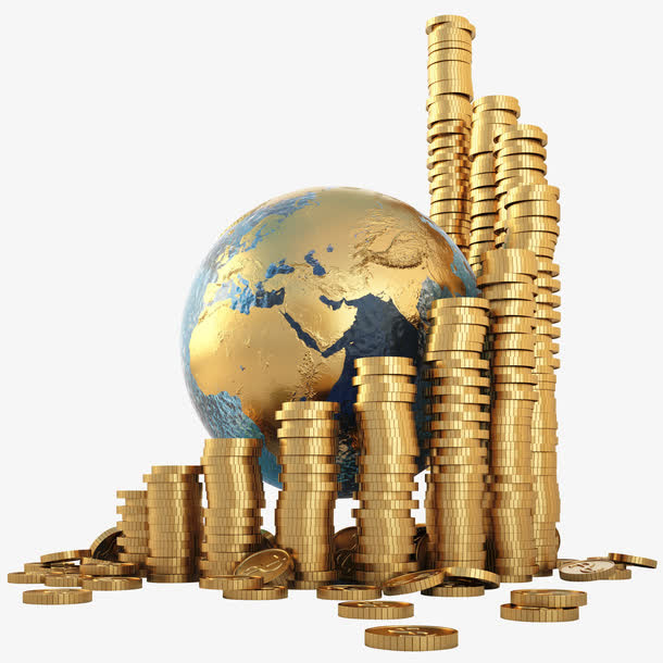 实物 地球 金色 金币免抠