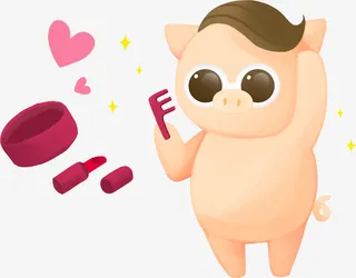 C4D梳头发小猪新年装饰免抠