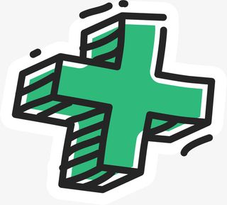 绿色手绘立体加号免抠