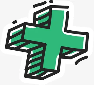 绿色手绘立体加号免抠