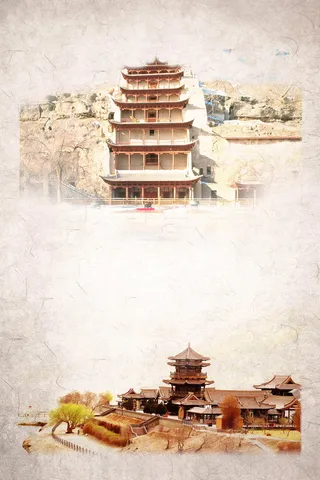 印象莫高窟敦煌旅游背景素材高清