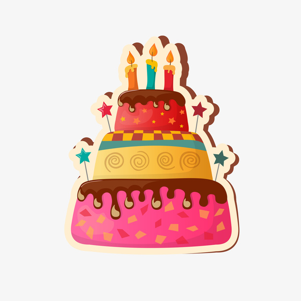 创意卡通手绘生日蛋糕素材免抠