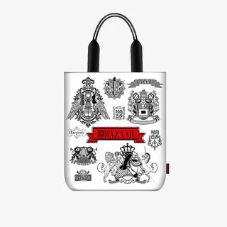 黑色图案白色帆布包免抠