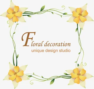 卡通藤蔓花纹边框免抠