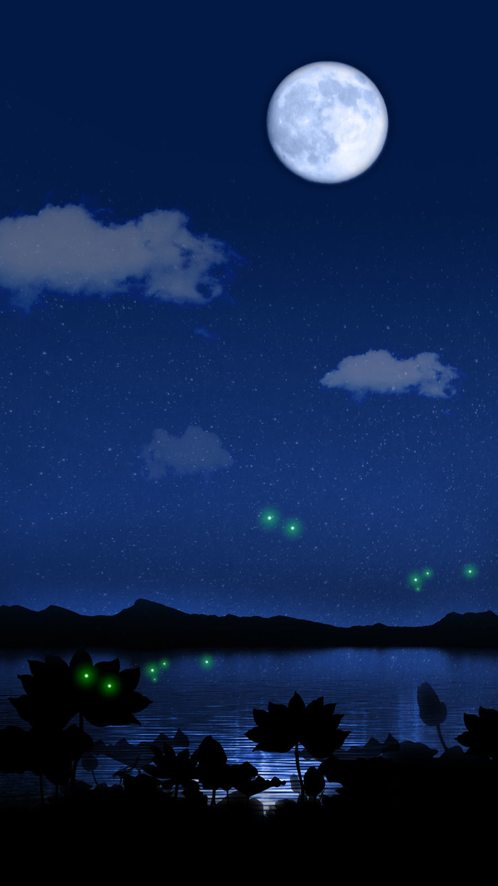 夏日荷塘夜景H5背景高清
