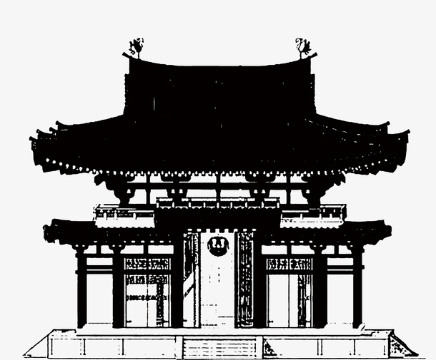 中式房子剪影免抠