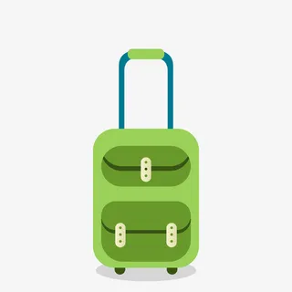 绿色卡通旅行箱矢量图免抠