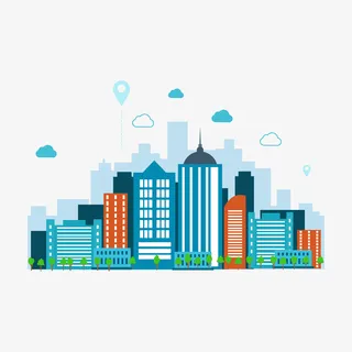 矢量手绘卡通建筑免抠