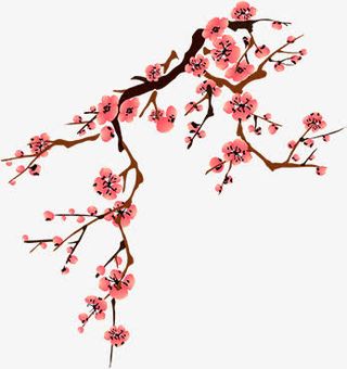 创意海报梅花涂鸦效果红色免抠