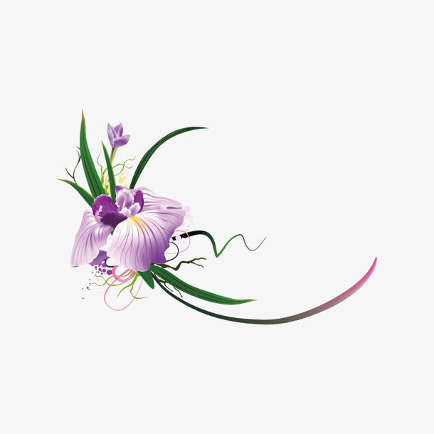 漂亮紫色花朵边角素材免抠