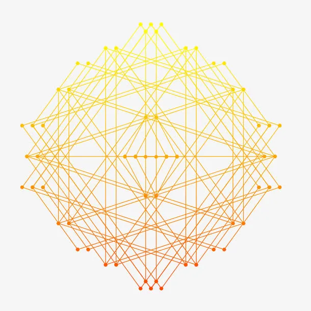 黄色渐变线条图形免抠