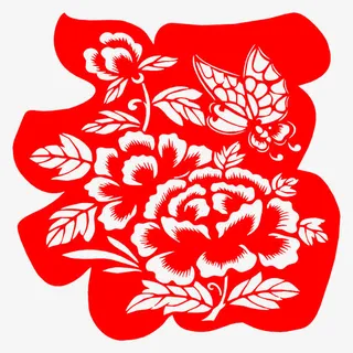 红色福剪纸免抠