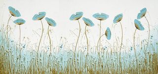 简约唯美薄荷绿花朵北欧宜家风格电视背景墙高清