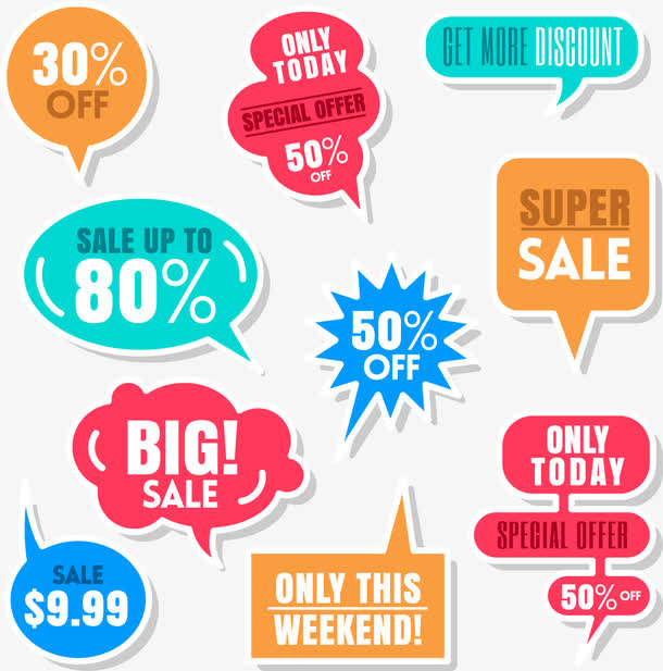 爆炸贴打折标签免抠