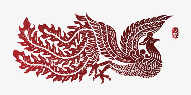 剪纸凤凰矢量素材免抠