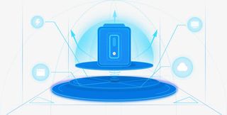 蓝色悬浮卡通海报背景