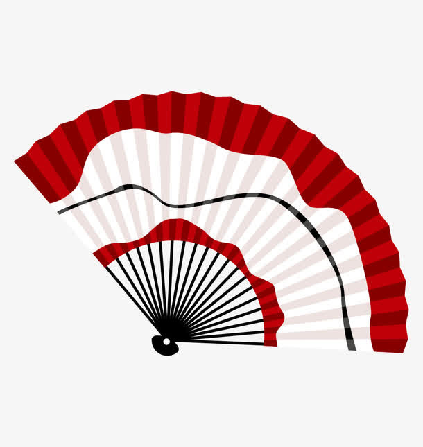 矢量红白扇子免抠