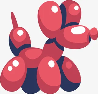 红色手工气球小狗免抠