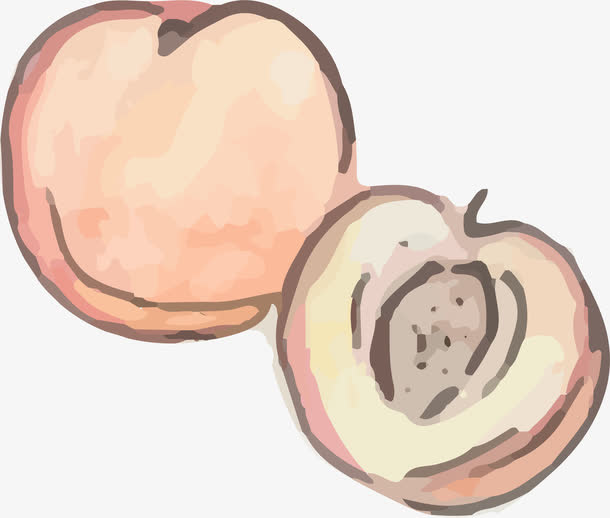 水彩手绘水蜜桃免抠