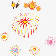 灿烂烟花新年快乐素材免抠