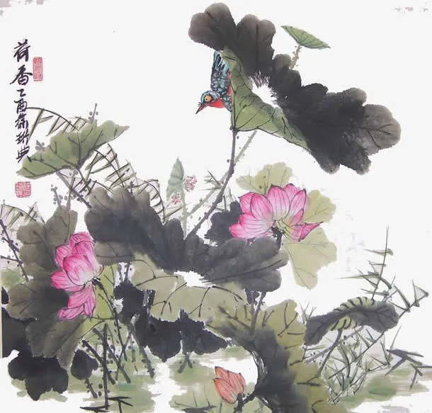 写意荷花免抠