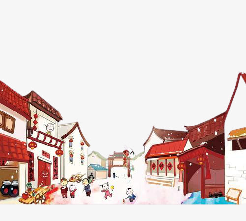 中国风春节街道元素免抠