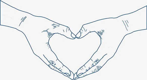 爱心双手线条免抠