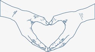 爱心双手线条免抠