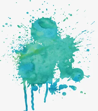 手绘绿色水渍圆点免抠
