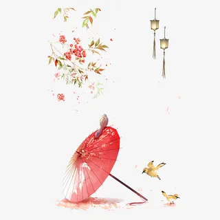 情人节纸雨伞免抠