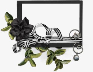 黑色花艺相框免抠