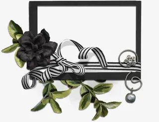 黑色花艺相框免抠