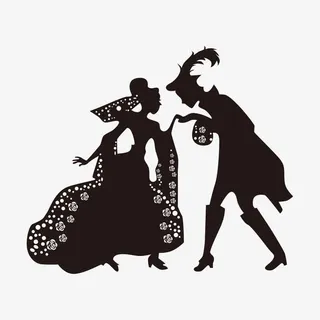 剪影跳舞王子与公主素材免抠
