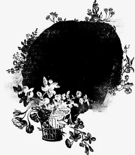 水墨边框花纹免抠