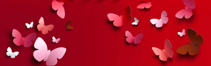 立体蝴蝶红色背景高清