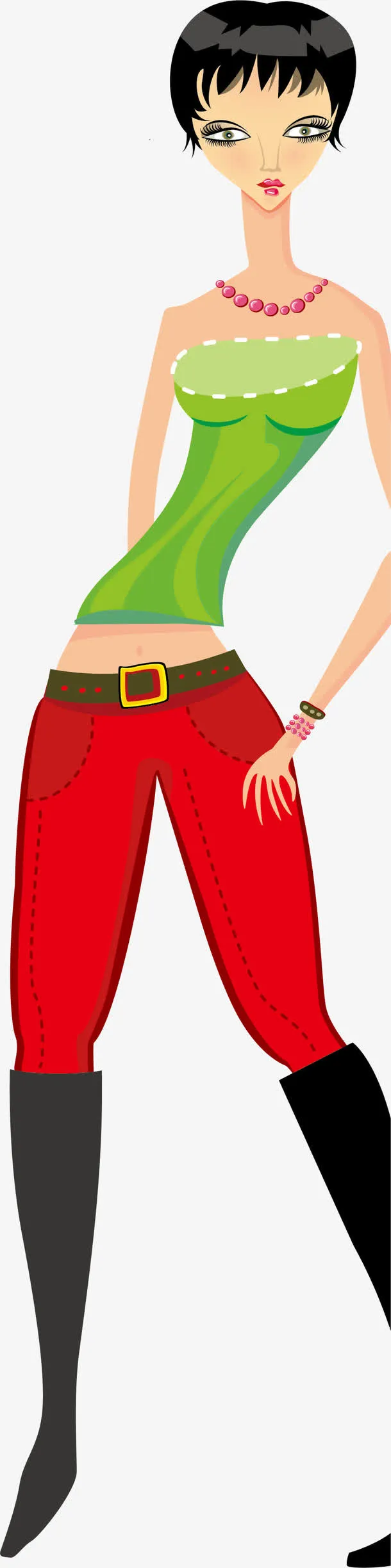 手绘人物女郎免抠
