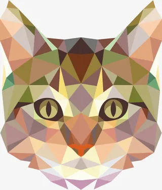 矢量立体三角形猫头装饰免抠