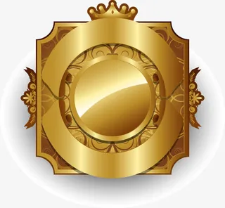 金色标签 金色胸牌 金色胸章免抠