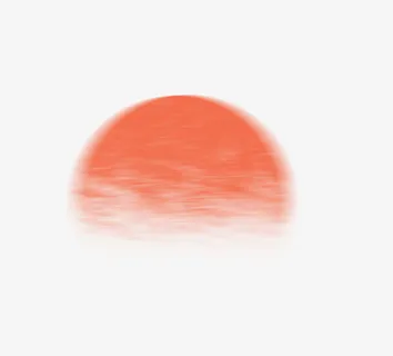 水墨风桔红夕阳免抠