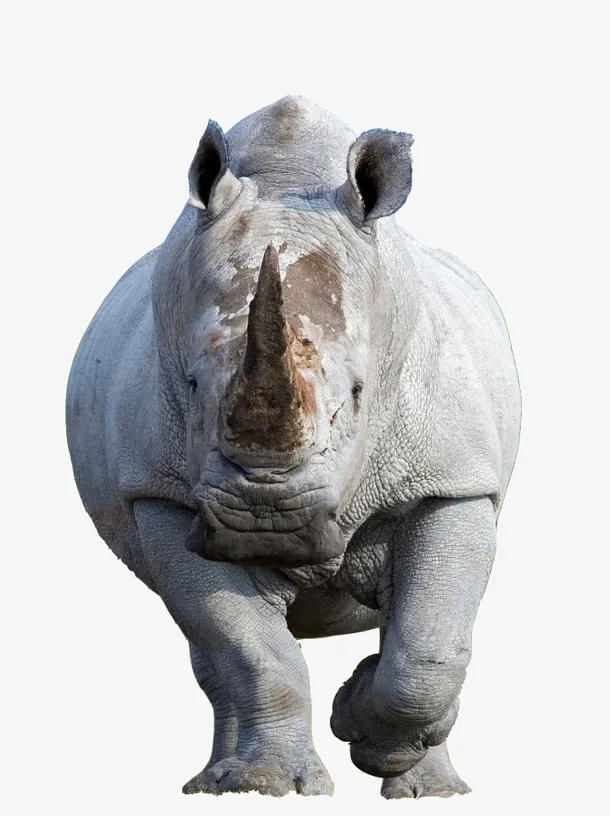 白灰色正面奔跑的犀牛免扣免抠