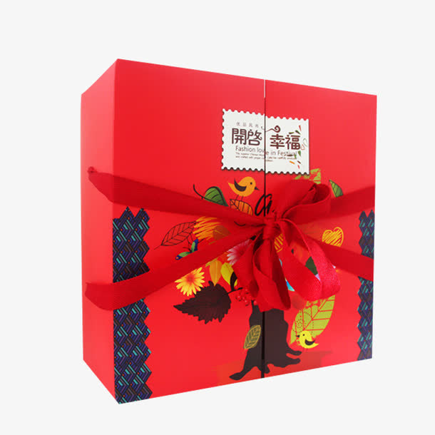 红色喜庆月饼盒免抠