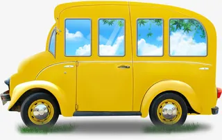 春天黄色卡通汽车免抠