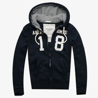 黑色印花拉链连帽卫衣免抠