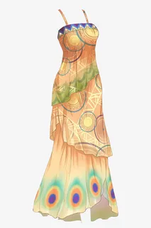 橙色抹胸长裙免抠