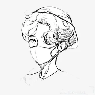 戴口罩的美女免抠