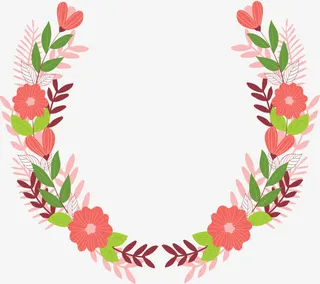 春天粉红花环边框免抠